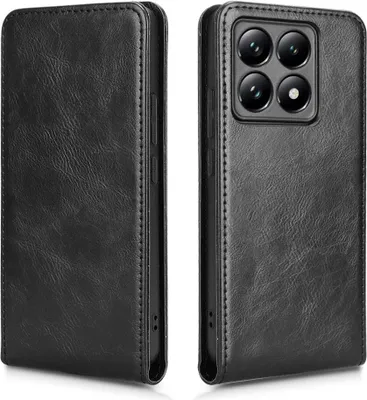 Image de Étui pour Xiaomi 14T - Coque portefeuille Phonesta Leather Vertical Flip - Noir
