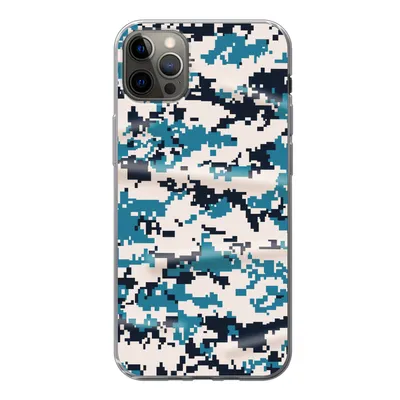 Produktbild von MuchoWow® Handyhülle Schutzhülle Hülle für iPhone 13 Pro Max Blaues und weißes Camouflage-Muster Silikon Softcase Handy Hülle - Mobiltelefon