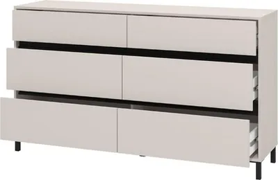 Image de Mapelloo - Commode, 157x40x90h cm Beige, 6 Tiroirs