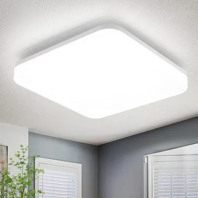 Image de ZMH Plafonnier LED Plafonnier plat 22CM Lampe de salle de bain Angulaire Plafonnier de salle de bain IP54 Lampe de cuisine 18W Plafond Blanc Lampe de couloir 5000K