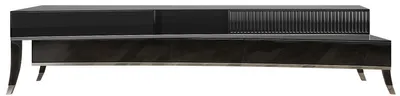 Produktbild von Casa Padrino Luxus Art Deco TV Schrank Schwarz / Silber 250 x 50 x H. 57 cm - Edler Fernsehschrank mit Schubladen - Art Deco Wohnzimmer Möbel