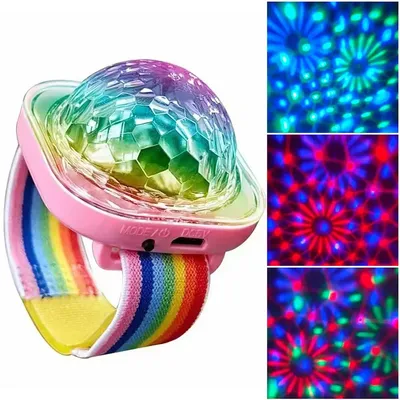 Produktbild von Mini Discokugel-Armbänder, musikgesteuerte LED-Partylichter, USB-aufladbar, Set aus 4 Stück