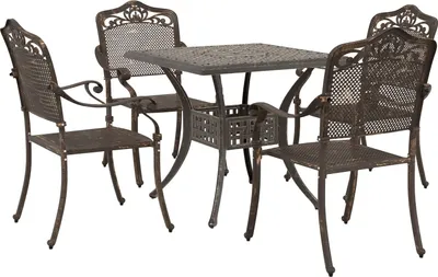 Produktbild von 5-tlg. Garten-Essgruppe Bronzen Aluminiumguss, Gartenstühle DesignMöbel Neu