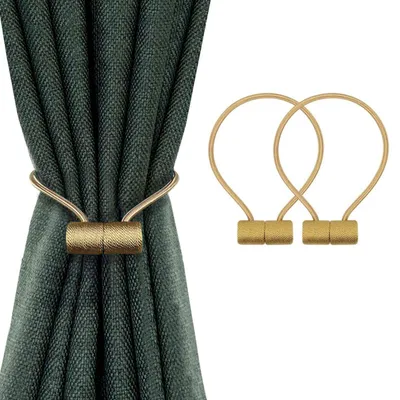 Produktbild von 2 magnetische Gardinenbinder, Gardinenclips, Kordelschnallen, goldfarben