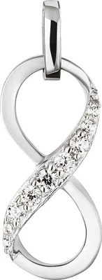 Produktbild von Infinity 16x7mm Kettenanhänger 925 Silber Zirkonia weiß Unendlichkeit rhodiniert