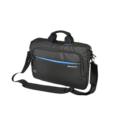 Produktbild von Monolith Laptoptasche 15.6 " Blue Line - Umhängetasche - Multifunktionstasche - Schwarz - Recycelter Kunststoff Body - 280 mm Höhe x 380 mm Breite x 54 mm Tiefe