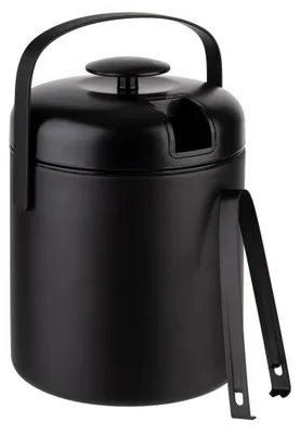 Produktbild von APS 36016 Eiseimer-Set POLAR, Edelstahl, für max. 50 Eiswürfel, inkl. Eiszange, Ø 14 cm, Höhe 22 cm, schwarz