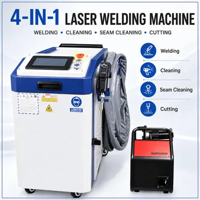 Zdjęcie produktu dla Przenośna, wielofunkcyjna spawarka laserowa 4-w-1 – spawanie laserowe, cięcie, czyszczenie, lutowanie – 1200 W