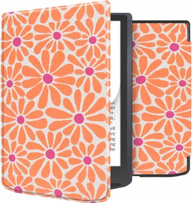 Productafbeelding van imoshion Design Slim Soft Case Sleepcover voor de Pocketbook InkPad Color 3 / InkPad 4 - Orange Flowers Connect
