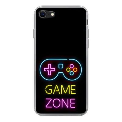 Produktbild von MuchoWow® Handyhülle Schutzhülle Hülle für iPhone SE 2022 Controller - Spiel - Neon - Schwarz - Zitate - Spielzone Silikon Softcase Handy Hülle - Schutzhülle