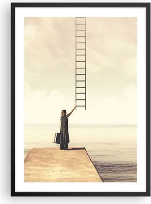 Produktbild von Gerahmtes Poster - Schwarzer Rahmen - Symbol Frau Leiter - 50x70 cm - Wand Bild - Wanddeko - Wandbilder - Kunstposter - Wandposter - Bilderrahmen - Bilder - Kunstdruck - Wandbild - P2BPA50x70-4339