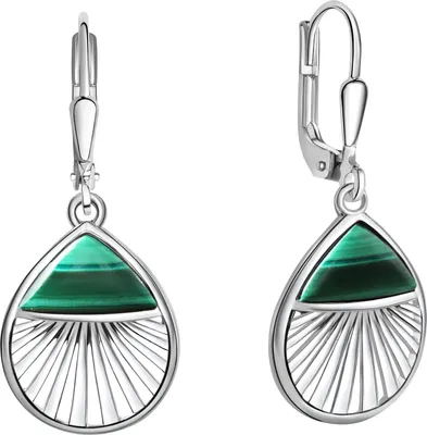 Zdjęcie produktu dla Kolczyki Zeeme Gemstones ze srebra 925/- rodowanego z malachitem