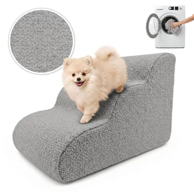 Produktbild von Muralo Treppe für Hund und Katze Rampe HUNDETREPPE Treppe in Wolkenform für Haustiere 31x31x46cm 3 Stufen Grau