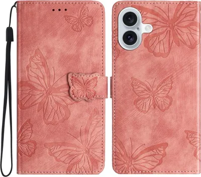 Produktbild von iPhone 16 Plus Hülle - Coverup Schmetterlinge Klapphülle - Pink