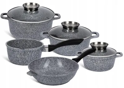 Produktbild von Edenberg EB 8110 Marmor Topfset Grau für Induktion Gas