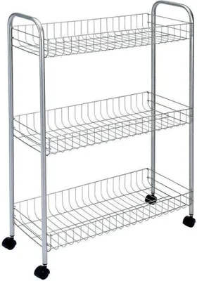 Immagine prodotto di metaltex 341503039 metaltex Carrello multiuso Slim DELUXE, 3 ripiani, argento metallizzato