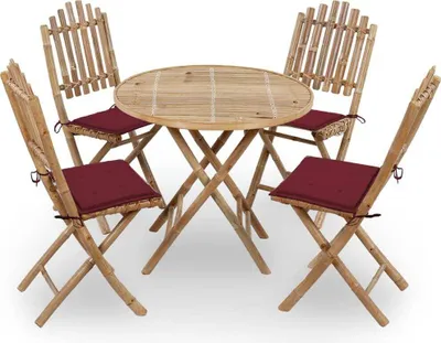 Produktbild von Maison Exclusive - 5-tlg. Garten-Essgruppe mit Kissen Klappbar Bambus