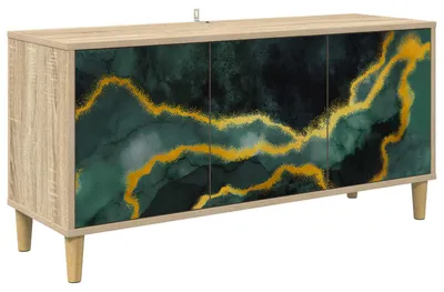 Image de Meuble TV WIJHE, 102 x 33 x 50 cm, panneaux de particules imitation bois Sonoma
