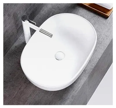 Produktbild von Ovales Aufsatzwaschbecken 49x35x13cm Keramik weiß