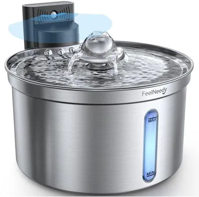 Produktbild von Drahtloser Wassernapf aus Edelstahl 3,5L mit Sensor und Aktivkohlefilter