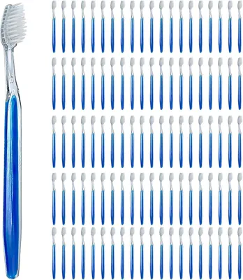 Immagine prodotto di Spazzolini da denti, morbidi, 100 pezzi, confezionati singolarmente, ideali per i viaggi