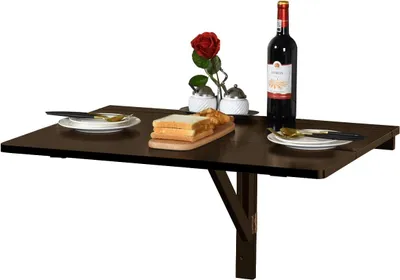 Produktbild von Wandklapptisch 80x60 cm, Wandklapptisch Holz Wandtisch klappbar, Küchetisch Beistelltisch Laptoptisch, Esstisch Ecktisch Schreibtisch Mehrzwecktisch (Braun)