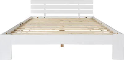 Produktbild von Flieks Holzbett Doppelbett Bettgestell 140x200cm, Jugendbett mit Lattenrost und Kopfteil Klassisches Bett, Massivholzbett für Ehe Erwachsene, weiß