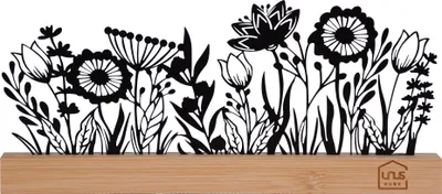 Produktbild von UNUS Deko Aufsteller Blumenwiese aus Metall, Frühlingsdekoration, Desgin B, schwarz