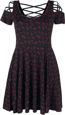 Produktbild von Black Premium by EMP Damen schwarzes Kleid mit Schnürung und Runen XL
