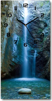 Produktbild von Wanduhr aus Glas – 30x60 cm - Glasbild - Glasuhr - Gehärtetes Glas -Wasserfall