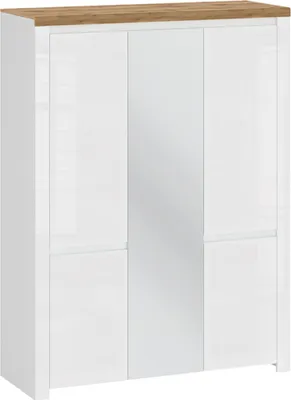 Obrázok produktu pre Šatníková skriňa Konsimo s policami lesklá "DAMINO", biela, laminovaná nábytková doska, moderná, 151x202x56 cm
