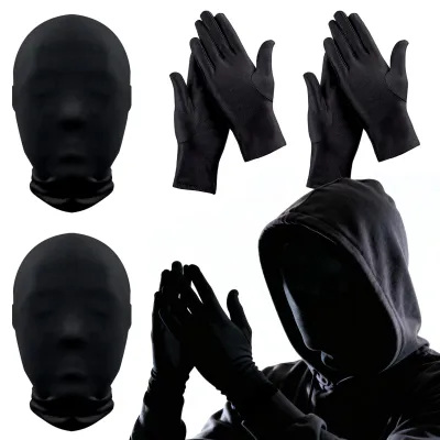 Halloween-Maskerset – 2 Masken + 2 Handschuhe, schwarz