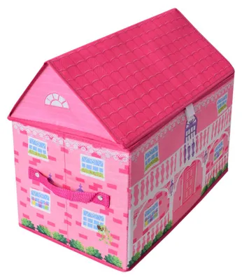 Produktbild von TE-Trend Stoff Spielhaus Spielbox Motiv Funny Farm Aufbewahrungsbox mit Deckel aufklappbar