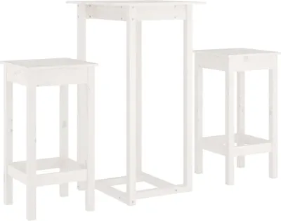 Produktbild von vidaXL 3-tlg. Bar-Set Weiß Massivholz Kiefer