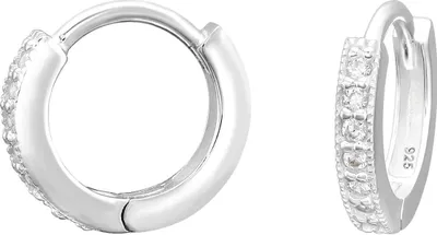 Produktbild von 925 Sterling Silber Creolen Ohrringe 12mm mit Zirkoniasteinen in verschiedenen Farben Farbe - Transparent
