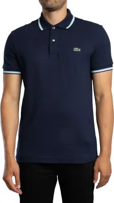 Produktbild von Lacoste Poloshirt mit Zierbesatz und normaler Passform, Blau L