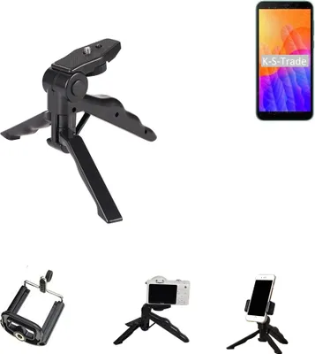 Produktbild von K-S-Trade Stativ Tisch-Ständer Dreibein Handy-Stativ Ständer kompatibel mit Huawei Y5p Mini-Stativ Smartphone Tripod Handy-Stativ aus Plastik