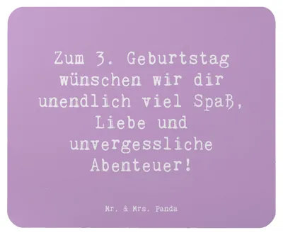 Produktbild von Mr. & Mrs. Panda Mauspad Spruch 3. Geburtstag - Lavendeltraum - Geschenk, Happy Birthday, Mouse Pad, Liebe, mousematte, Feier Ideen, Mousepad, Alter, pc, Kleinkind