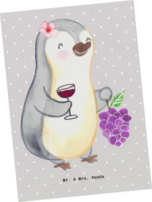 Produktbild von Mr. & Mrs. Panda Postkarte Weinhändlerin Herz - Grau Pastell - Geschenk, Ansichtskarte, einzelkarte, Ansichtskarten, Grußkarte, Postkarten
