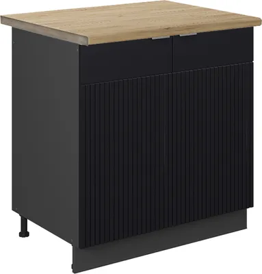 Produktbild von Spülenunterschrank Vicco Fame-Line Schwarz gestreift 80 cm , AP Eiche, Model 50664