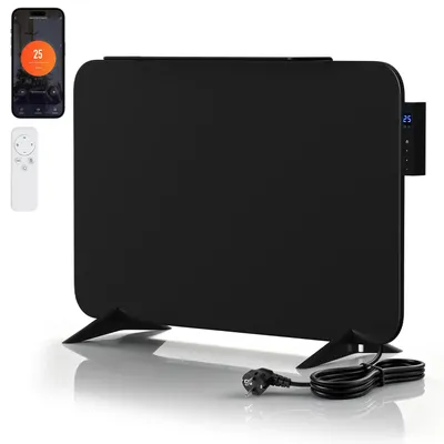 Produktbild von Peviasot 450W Infrarot Heizpaneel mit App-Steuerung, Touchdisplay, Timer und Handtuchhalter, Schwarz