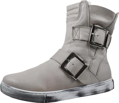 Produktbild von Andrea Conti Damen Stiefelette flach Biker Boot aus Leder mit Schnallen 0344630, Größe:41 EU, Farbe:Silber