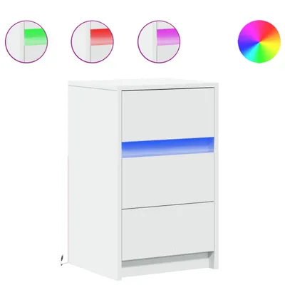 Obrázek produktu pro Noční stolek s LED osvětlením bílý kompozitní dřevo