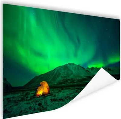 Produktbild von MuchoWow® Poster Nordlichter - Zelt - Berg 90x60 cm - Schlafzimmer