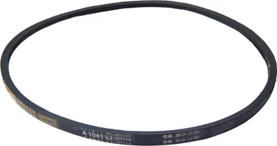 A black V-belt is shown in a circular arrangement against a white background.