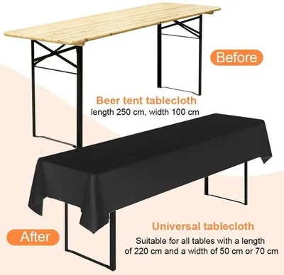 Produktbild von Unyqoos® 2er-Set schwarze Tischdecken aus 100% Polyester – flecken- & knitterresistent, elegantes Tafeltuch für Hochzeit, Feier & Dinner