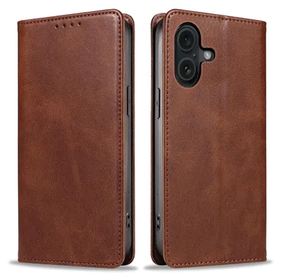 Produktbild von Handyhülle für Apple iPhone 16 Plus Kunstleder Flip Cover Hülle Klapphülle Case Kartenfach Farbe: Dunkelbraun
