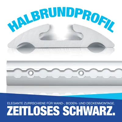Produktbild von Airlineschiene Zurrschiene 2 x 2 m 2 Meter runde halbrunde Form m. Bohrungen Alu