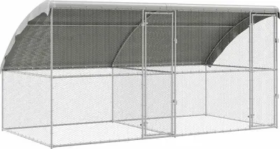 Image de vidaXL Cage à poules, 2 pièces, argent, 400 x 200 x 200 cm, acier galvanisé