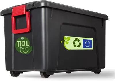 Produktbild von Iris Ohyama, Große Kunststoff-Aufbewahrungsbox, 110L, Garagen-box, Schwarz, Stap